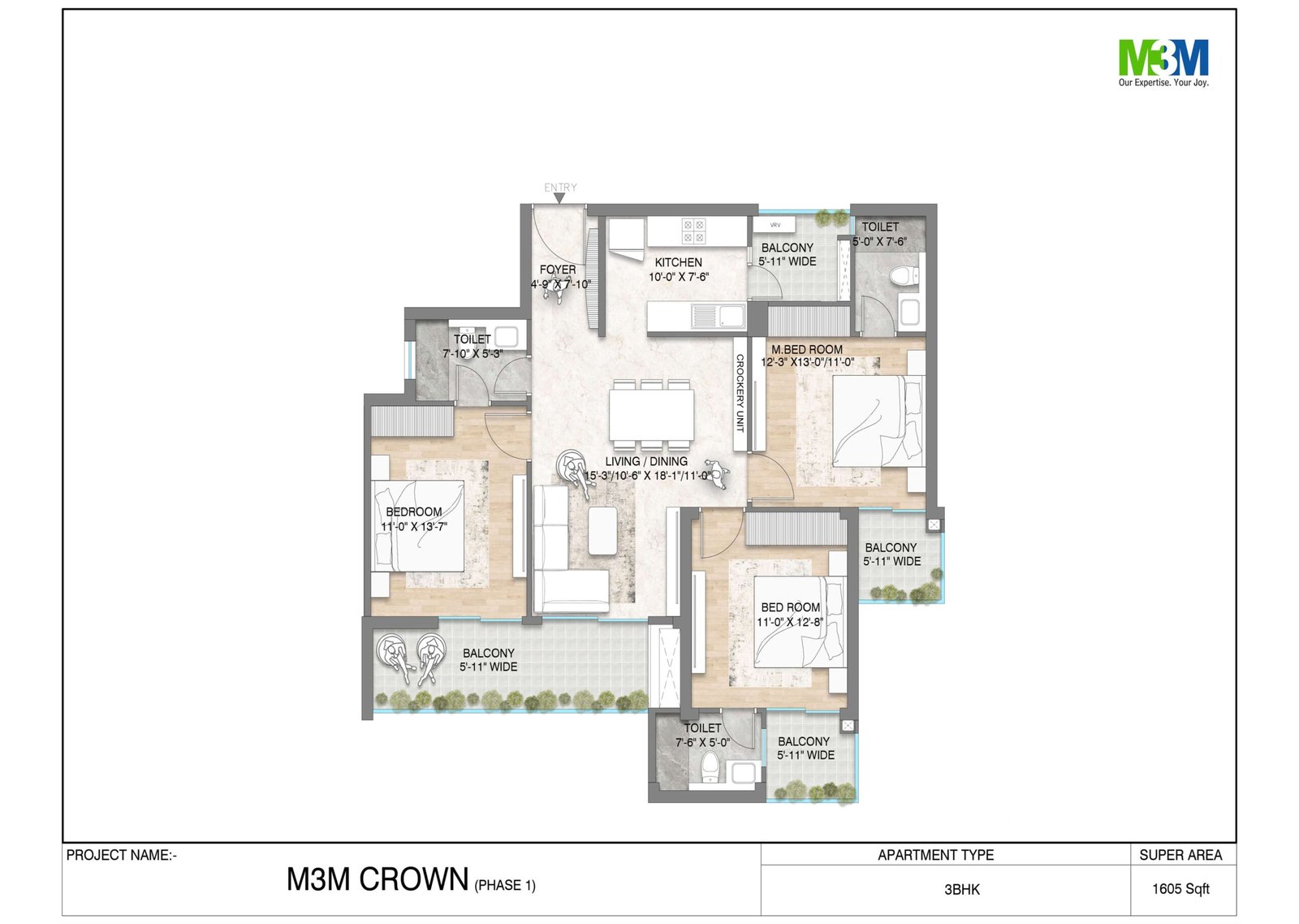 3BHK - 1605