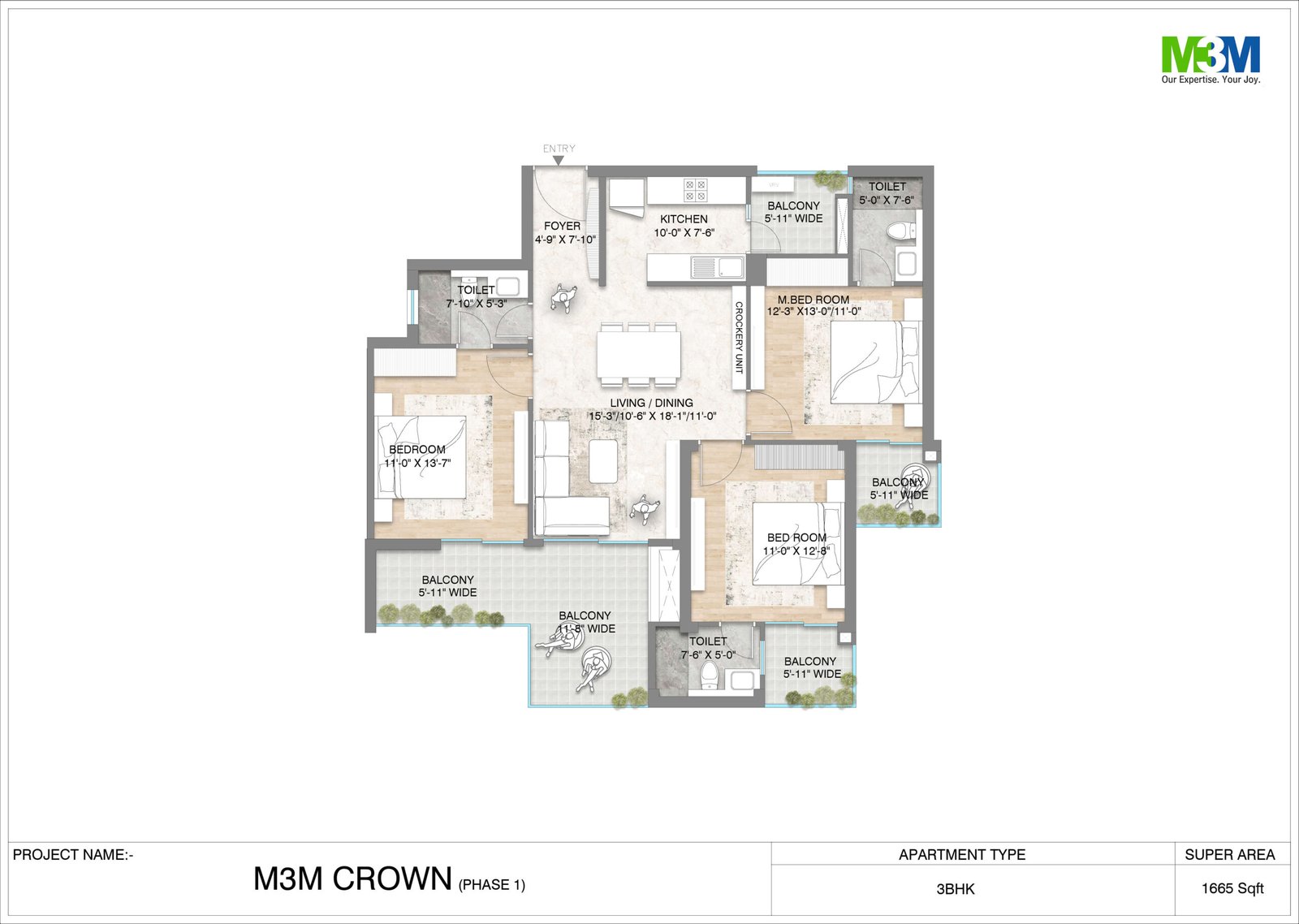 3BHK - 1665