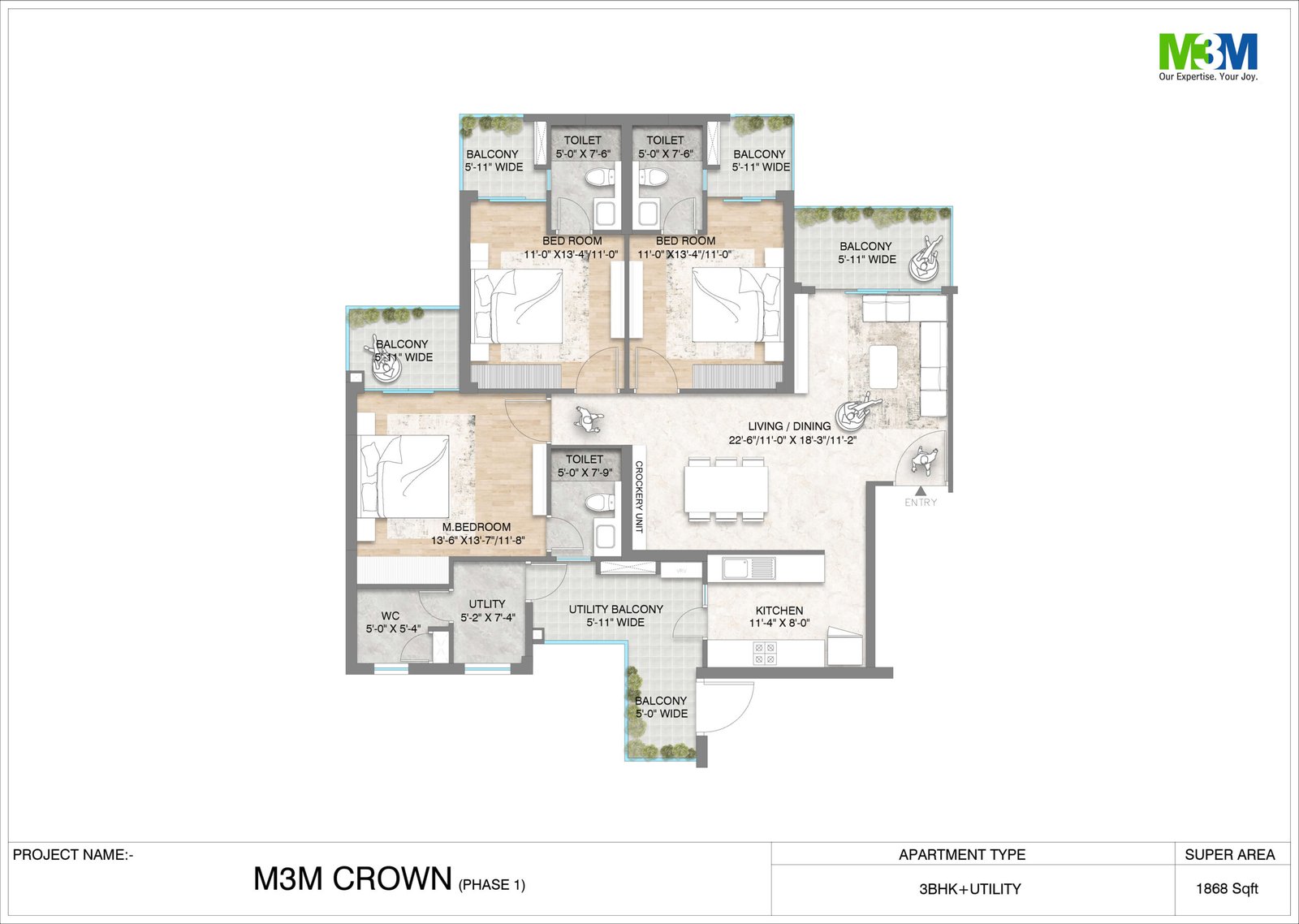 3BHK - 1868